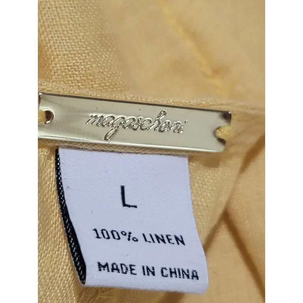 Magaschoni Yellow Linen Button Up Tie Dress - Picture 5 of 7